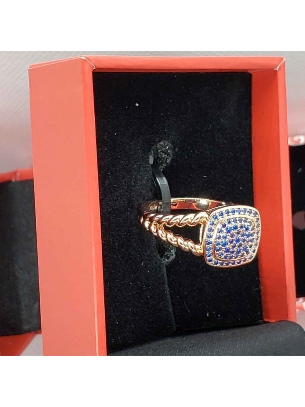 Brand New Peermont Jewelry 18k rose gold plated with blue cubic zirconia stones
